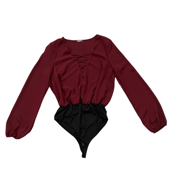 Charlotte Russe Tops - Women bodysuit-Maroon/black
